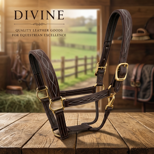 Harnais pour cheval en cuir pleine fleur avec surpiqûres décoratives, fournisseur en gros OEM ODM de Divine International Uttar Pradesh - Product Image 1