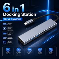 Hub USB C 6 in 1 4K HDMI 100W PD Pembaca Kartu SD TF 3.0 Docking Station Multiport Tipe C Splitter untuk MacBook