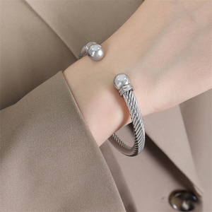 Popular Simple Fashion Unisex Jewelry Non Tarnish Stainless Steel <b>Adjustable</b> Bangle <b>Bracelet</b> - Product Image 4