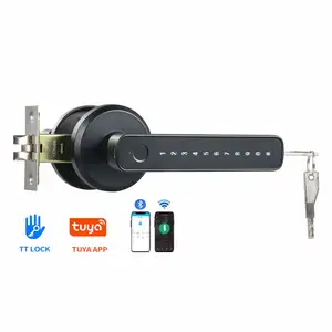 Elektrische Handgreep Slot Tuya Smart Home Deur Slot Biometrische Vingerafdruk Slot Cerradura Inteligente Con Huella Digitaal