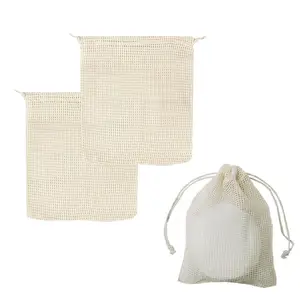 Natural Custom Logo Cotton Mesh Drawstring Packaging Soap Saver Gift Pouch Organic Cosmetic Bag