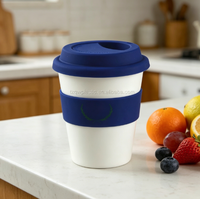 Gobelet à café réutilisable en plastique de 12 oz/350 ml avec couvercle et manchon en silicone, tasse de voyage sans BPA avec logo personnalisé pour boissons chaudes et froides