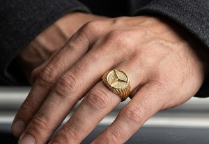 DIVYORO Gold Plated <b>Mens</b> Fashion <b>Ring</b> Copper Brass Classic Jewelry Design Premium Finish Modern Festive Occasions Daily 7g - Product Image 4