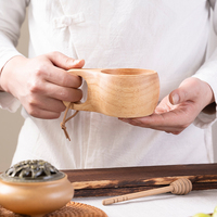 Tasse en bois de haute qualité, style nordique, vaisselle, tasse à eau, vaisselle de table avec poignée, tasse Kuksa pour les voyages
