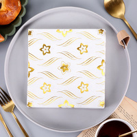 Vente en gros de serviettes en papier imprimées avec logo personnalisé Serviettes pour le dîner et le cocktail Élégante serviette en papier tissu avec feuille d'or