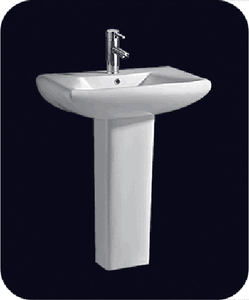 Alla moda singolo foro ceramica arte lavabo con piedistallo di fissaggio a parete con la schiena - Product Image 6