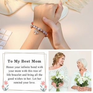 Dainty pierre naturelle arbre de vie Bracelet cadeau pour maman rose zèbre pierre violet bleu pierre gemme carte Bracelet amitié bijoux - Product Image 3