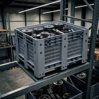 Caisse de palette en plastique ventilée 1200x1000x760mm, robuste, à mailles, pour stockage et manutention de produits, modèle XP-1210WXA