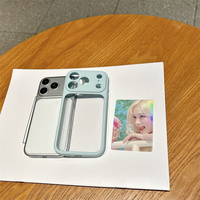 Casing Silikon Transparan untuk iPhone 15, Dompet PC TPU dengan Slot Kartu Foto DIY, Casing Ponsel untuk iPhone 18 17 16 15 14 Pro Max
