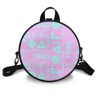 Sac à main rond en PU pour femme GPD Gamma Phi Delta, design tendance avec lettres grecques, sac de week-end rond à bandoulière