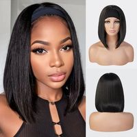 Perruques Courtes BOB en Cheveux Naturels Brésiliens Remy Double Drawn, Sans Colle, avec Bandeau, pour Femmes Noires, Vente en Gros, Perruques Frontales HD en Cheveux Humains Cynthia