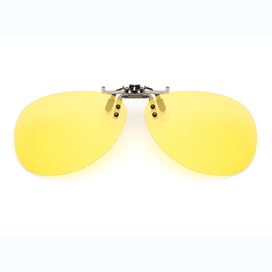 <b>Clip</b>-On Sunglasses Yellow Lens UV400 Polarized Metal <b>Frame</b> Aviator Style For Driving Fishing Unisex - Product Image 1