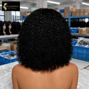 <strong>Afro</strong> Kinky Curly Raw Virgin Pre-Plucked Cuticle Aligned Human Hair Short HD Lace Front Glueless Burmese Curly Bob Frontal <strong>Wig</strong> - Product Image 2