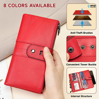 Dompet Wanita Kulit Asli WESTAL RFID dengan Kantong Koin Ber-resleting, Kapasitas Besar, Tempat Kartu Kredit, Dompet Kulit Wanita
