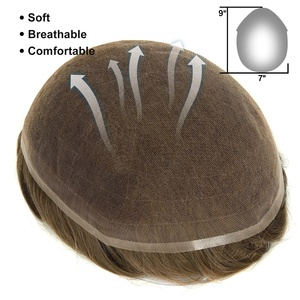 Topunique - Cierre de Encaje Brasileño <span class=keywords><strong>para</strong></span> <span class=keywords><strong>Hombre</strong></span> # Extensiones de <span class=keywords><strong>Cabello</strong></span> Humano Remy de 18 Pulgadas, Rubio <span class=keywords><strong>Cenizo</strong></span> Medio, Liso, 7x9 Pulgadas, con Nudo Único e Invisible - Product Image 4