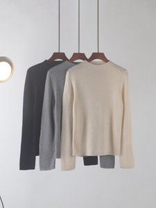 Pull en maille à col semi-haut pour femme, automne-hiver, coupe ajustée, manches longues, col roulé, pull extensible, doux, basique, superposition - Product Image 1