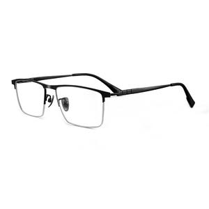 Gafas retro de titanio puro con media montura cuadrada para hombre 90004, montura ultraligera de estilo empresarial, lentes de plástico de ancho medio - Product Image 1