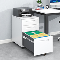 Archivador Vertical Móvil Moderno de 3 Cajones, Ahorra Espacio, con Ruedas, Pedestal Metálico para Carpetas Colgantes FC/A4