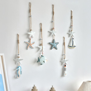 Ocean Themed Wooden Animal Pendant <b>Wall</b> <b>Decor</b> Coastal Style Home <b>Decor</b> Hanging Items For Kids Rooms Living Room Bedroom - Product Image 1