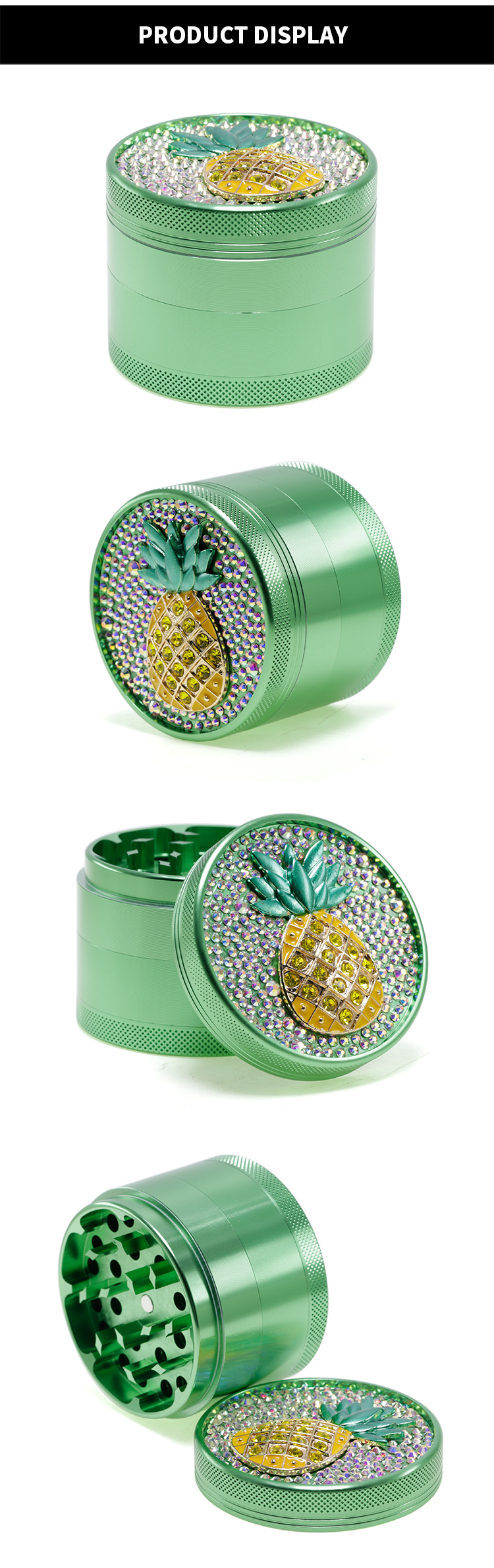 4 part 63mm aluminum alloy cactus diamond cute grinder for lady 6161