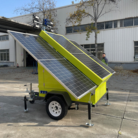 Tour d'éclairage mobile solaire 7m 8m 9m personnalisable, alimentation multiple diesel 4*400W solaire 4*150W LED pour travaux de construction nocturne