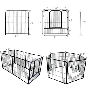 JH-Mech ODM Yards forma intercambiabile porta bloccabile staccabile rettangolare autoportante verniciatura a polvere in acciaio Pet <span class=keywords><strong>Dog</strong></span> box - Product Image 2
