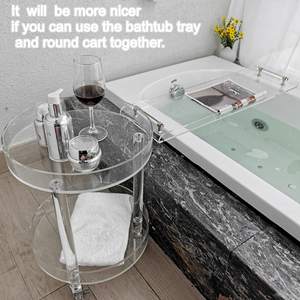 Baki bak mandi mewah, nampan mandi akrilik Caddy dengan pegangan perak untuk bak mandi, nampan penyimpanan bak mandi - Product Image 3