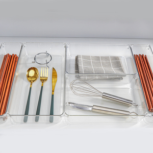 Nhà bếp dao kéo lưu trữ tổ chức ngăn bàn Stackable rõ ràng nhựa <span class=keywords><strong>acrylic</strong></span> ngăn kéo tổ chức khay - Product Image 2