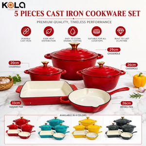 Juego de utensilios de cocina con revestimiento esmaltado de hierro fundido antiadherente, 8 Uds., ollas y sartenes con tapa, sartén, cacerola, Horno Holandés saludable - Product Image 2