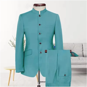 New Style Herren Stehkragen Anzüge <span class=keywords><strong>2</strong></span> Stück Jacke Hose Mode Casual Hochzeits feier Prom Herren bekleidung Custom Ropa Hombre - Product Image 4