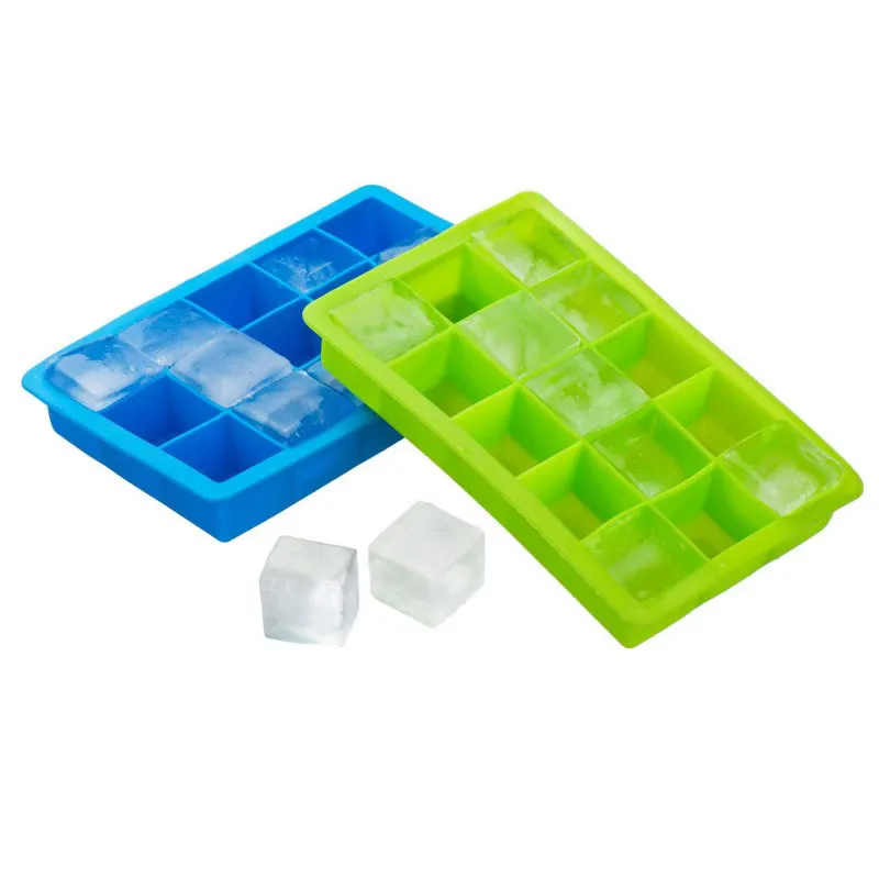 Ice Cube Mold Big Size 15 Cavity Food Grade Silicone BPA Free Ice Freezer Container Durable Silicone Ice Cube Tray