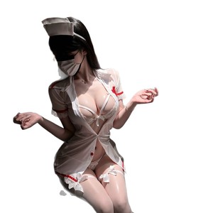Conjunto de Uniforme de Enfermera Sensual con Encaje de Poliéster y Tejido Dobby de Lemon Story ODM, Estilo Puro y Femenino para Juegos de Rol y Coqueteo - Product Image 5