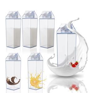 Botol air karton susu bening 1000 ml/ 34 Oz wadah susu portabel dapat digunakan kembali botol susu plastik lucu untuk teko teh jus - Product Image 1