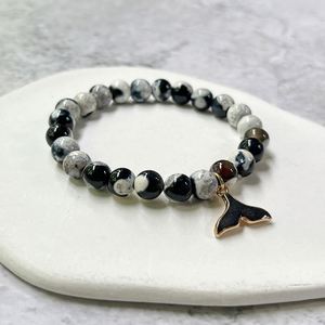 Bracelet en pierre naturelle avec perles de verre colorées, bijoux personnalisés exclusifs pour la guérison émotionnelle, service de personnalisation de carte de produit - Product Image 4