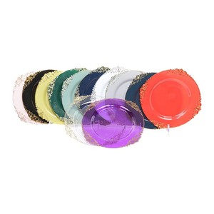 Assiettes rondes jetables de luxe en <span class=keywords><strong>plastique</strong></span> écologique dorées et gaufrées de 7,5 pouces et 10,25 pouces, compatibles lave-vaisselle, pour mariage - Product Image 2