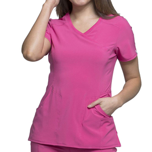Conjunto <span class=keywords><strong>de</strong></span> uniforme <span class=keywords><strong>de</strong></span> <span class=keywords><strong>enfermera</strong></span> Rosa elástico <span class=keywords><strong>de</strong></span> 4 vías al por mayor OEM modelo Joggers <span class=keywords><strong>y</strong></span> camisa <span class=keywords><strong>de</strong></span> uniforme envolvente para Asistente Médico Dental - Product Image 2