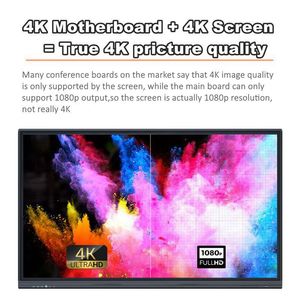 ไวท์บอร์ดอัจฉริยะ CUMEI ขนาด 65/75 นิ้ว 4K LCD แบบอินเทอร์แอคทีฟ หน้าจอสัมผัส IR 20 จุด ระบบปฏิบัติการคู่ ติดผนังได้ เหมาะสำหรับการประชุม - Product Image 5