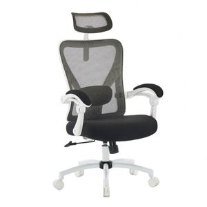 Chaise de bureau ergonomique pivotante avec appui-tête, base métallique, pour la maison, le bureau, l'école, la salle à manger, l'hôtel, le salon, style chaise de patron - Product Image 1