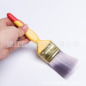 Pinceaux plats à fibres chimiques, à poils effilés, manche en plastique, jaune crème, origine Zhenjiang, LT730B, pour peinture - Product Image 2