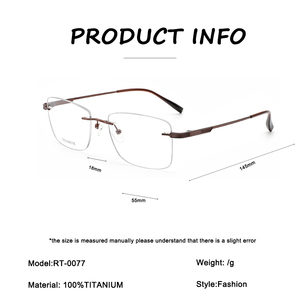 Étui à lunettes carré sans monture unisexe, marque de mode, alliage, transparent, lunettes optiques sur ordonnance <span class=keywords><strong>avec</strong></span> livraison rapide - Product Image 5