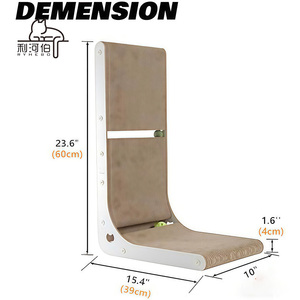 Các tông scratcher dọc mèo gãi Hội Đồng Quản trị L hình dạng trong Nhà Đầu Pads với built-in <span class=keywords><strong>NIP</strong></span> đồ chơi bóng Wall-Mount cho mèo chơi - Product Image 2