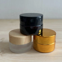 Pot en verre givré blanc transparent de 15 g, 30 g, 50 g pour baume à lèvres, crème pour le visage, avec couvercle en bois et capuchon métallique