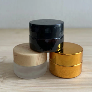 Tarro de vidrio esmerilado blanco transparente de 15 g, 30 g, 50 g para bálsamo labial, crema facial, con tapa de imitación madera y tapa metálica - Product Image 4