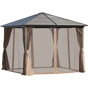 Lüks açık Hardtop veranda Gazebo 300x300cm çelik gölgelik alüminyum çerçeve ile açık Gazebo çadır