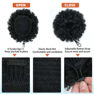 Afro Puff Ponytail Extension High Temperature Fiber for Blacks Lightweight Easy Wear Vibrant Colors Soft <b>Texture</b> Trendy Look - Product Image 2