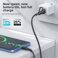 Câble de charge rapide tressé en nylon avec conducteur en cuivre pur USB-A vers Type-C 2-en-1 PD Type-C pour iPhone 17/16/15/14