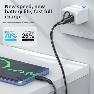 PD Typ-C 2-in-1 USB-A zu Typ-C Kabel mit reinem Kupferleiter und geflochtener Nylonummantelung für schnelles Laden, kompatibel mit <span class=keywords><strong>iPhone</strong></span> 17/16/15/14 - Product Image 5