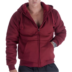 Sweat-shirt à capuche zippé pour homme, couleur unie, polaire, décontracté, coupe classique, 100% coton, respirant, tricoté, manches longues - Product Image 1