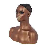 Cabeza de Maniquí Realista Femenina con Hombros y Peluca, para Maquillaje y Estilismo
