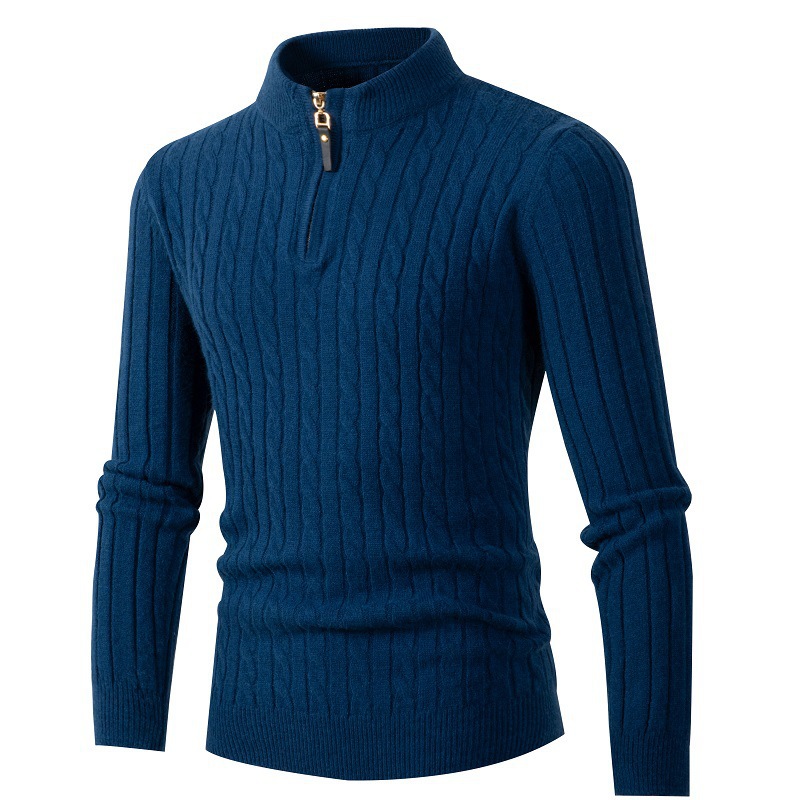 Wholesale Crochet Men Soft Pullover Zipper Stand High Neck